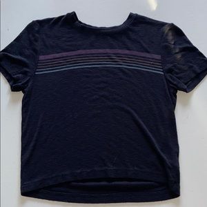 American Eagle Black Crop Top With Stripes